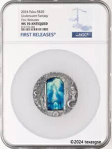 2024 パラオ $20 アンダーウォーター ファンタジー 3 オンス シルバー コイン NGC MS70 初回リリース｜WORLD RESOURCE【KING店】