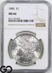 1885 モーガン シルバー ダラー銀貨、NGC MS-66 ** ブラスト ホワイト!|WORLD RESOURCE【KING店】