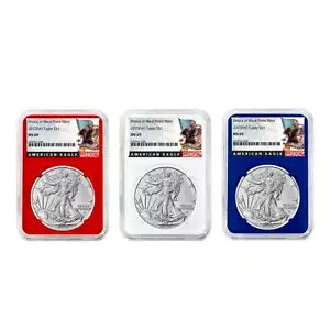 プレセール - 3 個セット - 2025 (W) $1 1 オンス アメリカン シルバー イーグル NGC MS69 ブラック ラボ...