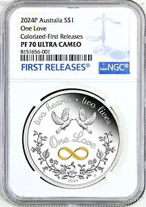 2024 ワン ラブ 1 オンス .9999 シルバー $1 プルーフ ダブル デイト コイン NGC PF70 UC FR KCIII｜WORLD RESOURCE【KING店】