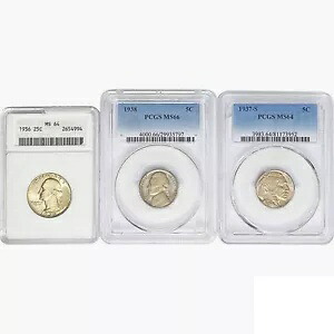 [3] 1936 ～ 1938 年 2 5C、1 25C ANACS/PCGS MS64/66｜WORLD RESOURCE【KING店】