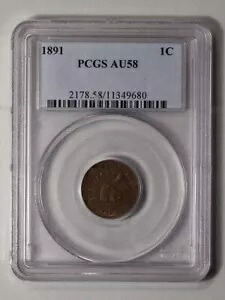 1891 1C インディアン セント - タイプ 3 ブロンズ PCGS AU58BN|WORLD RESOURCE【KING店】