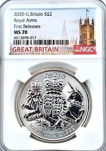 2020 シルバー ?2 ロイヤル アームズ 1オンス NGC MS70 英国コイン 英国 2 ポンド 未流通｜WORLD RESOURCE【KING店】