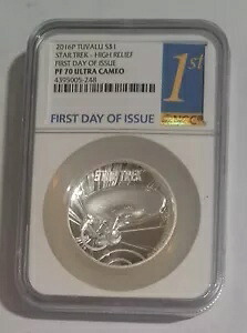 2016-P ツバル $1 スタートレック NGC PF 70 発行初日ウルトラ カメオ シルバー コイン