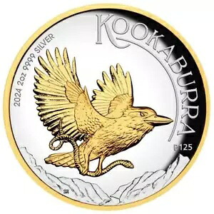2024 オーストラリアワライカワセミ 2 オンス シルバー ハイレリーフ金メッキ プルーフ コイン｜WORLD RESOURCE【KING店】