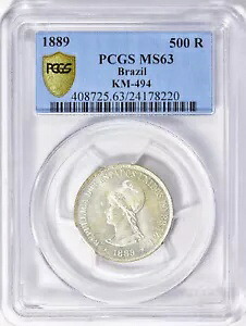 ブラジル 1889 500 レイ PCGS MS63｜WORLD RESOURCE【KING店】