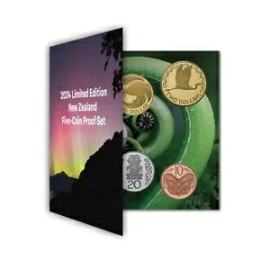 2024 ニュージーランド 5 コイン プルーフ セット キング チャールズ 3 世 $2 $1 50c 20c 10c 限定 500|WORLD RESOURCE【KING店】