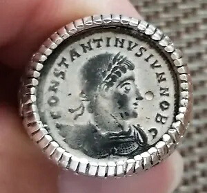 コンスタンティヌス大帝王朝の本物の古代ローマのコイン シルバー リング｜WORLD RESOURCE【KING店】