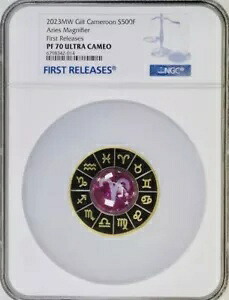 2023 アリエス ルーペ カメルーン カラーライズド 17.5 g .999 シルバー NGC PF70 ウルトラ カメオ｜WORLD RESOURCE【KING店】