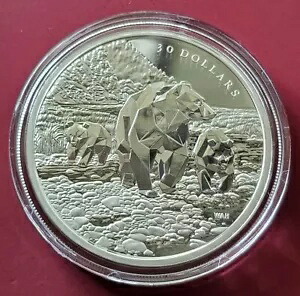 2023 $30 上質銀貨 多面の動物の家族: ハイイログマ｜WORLD RESOURCE【KING店】