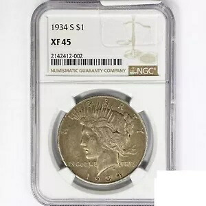 1934-S シルバー ピース ダラー コイン NGC XF45｜WORLD RESOURCE【KING店】 89,540円