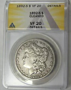 ANACS VF20 ディテール 1892-S モーガン シルバー ダラー キー サンフランシスコ造幣局