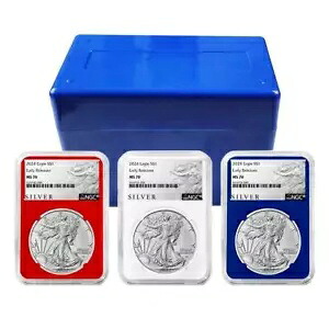 2024 $1 アメリカン シルバー イーグル 3 本セット NGC MS70 ER ALS ラベル レッド ホワイト ブルー｜WORLD RESOURCE【KING店】 95,590円