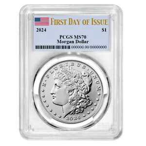 2024 $1 モルガン シルバー ダラー PCGS MS70 FDOI フラグ ラベル｜WORLD RESOURCE【KING店】