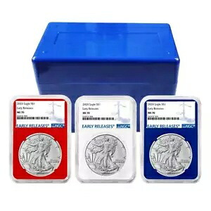 2024 $1 アメリカン シルバー イーグル 3 本セット NGC MS70 ER ブルーラベル レッド ホワイト ブルー|WORLD RESOURCE【KING店】