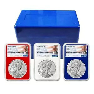2024 $1 アメリカン シルバー イーグル 3 本セット NGC MS70 バイデン ラベル レッド ホワイト ブルー|WORLD RESOURCE【KING店】