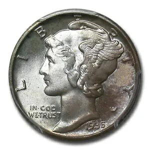 1935-D マーキュリー ダイム MS-66 PCGS｜WORLD RESOURCE【KING店】