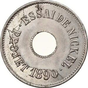 [#879148] コイン、フランス、エッセイ ド ニッケル、2 サンタイム、1890 年、パリ、MS、ニック、ケル｜WORLD RESOURCE【KING店】