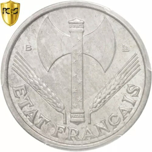 [#96478] コイン、フランス、バゾール、フラン、1944、ルーアン、PCGS、MS64、MS(64)、アルミニウム、｜WORLD RESOURCE【KING店】