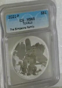2021-P ツバル ザ シンプソンズ ファミリー 1 オンス シルバー コイン MS65 BY IGC AWESOME COIN|WORLD RESOURCE【KING店】