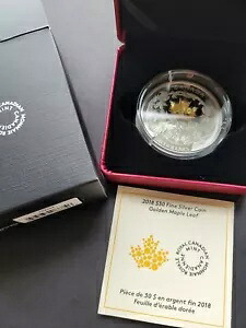 ** カナダ 2018 $30 ファイン シルバー ** ゴールデン メープル リーフ ** 50MM-62.69 グラム **|WORLD RESOURCE【KING店】