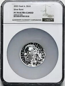 2022 $20 クックアイランド シルバー バースト プルーフ NGC PF 70 3オンス シルバー ~ウルトラ カメオ｜WORLD RESOURCE【KING店】