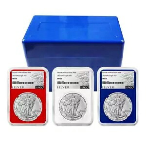 2024 (W) $1 アメリカン シルバー イーグル 3 本セット NGC MS70 ALS ラベル レッド ホワイト ブルー|WORLD RESOURCE【KING店】