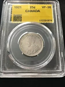 1921 Coin Mart (CMG) カナダ等級、?25 セント、**VF-30** 証明書番号 874｜WORLD RESOURCE【KING店】