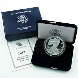 2012 W シルバー イーグル 2012 W 1 オンス プルーフ シルバー アメリカン イーグル (ボックス & COA 付き) $1 プロ