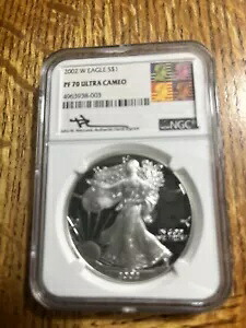 2002 W プルーフ シルバー イーグル NGC PF70 ウルトラ カメオ ジョン メルカンティ サイン入りアート ラベル!｜WORLD RESOURCE【KING店】