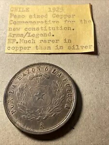 チリ 1925 ペソサイズの新憲法記念銅｜WORLD RESOURCE【KING店】 100,430円