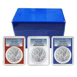 2024 (W) $1 アメリカン シルバー イーグル 3 本セット PCGS MS70 FS ブルーラベル レッド ホワイト ブルー|WORLD RESOURCE【KING店】