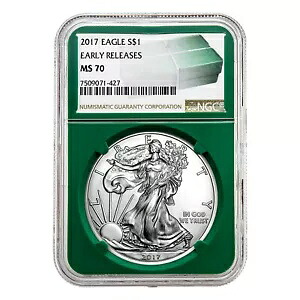 2017 $1 アメリカン シルバー イーグル MS70 NGC - 初期リリース、グリーン ホルダー｜WORLD RESOURCE【KING店】