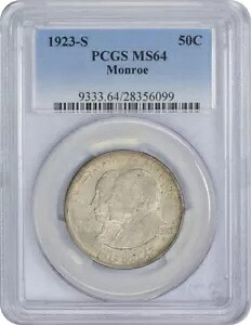 1923-S モンロー記念シルバー ハーフ MS64 PCGS