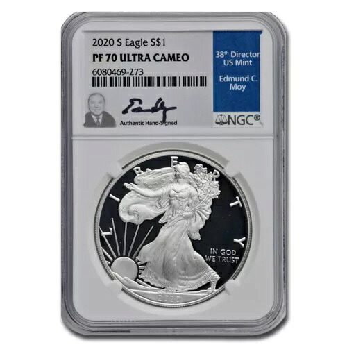 2020-S プルーフ アメリカン シルバー イーグル PF-70 NGC (モイ)｜WORLD RESOURCE【KING店】