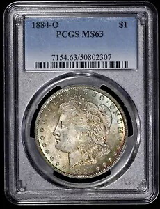 1884-O モーガン シルバー 1 ドル PCGS MS 63 シーグリーンとターコイズ調色｜WORLD RESOURCE【KING店】
