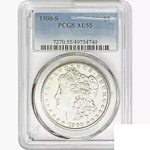 1900-S モーガン シルバー ダラー コイン PCGS AU55