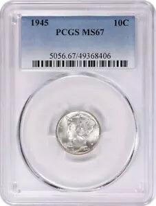 1945 マーキュリー シルバー ダイム MS67 PCGS
