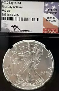 2020 P $1 シルバー イーグル NGC MS70 初日号 ~ メルカンティ署名ラベル #1438｜WORLD RESOURCE【KING店】