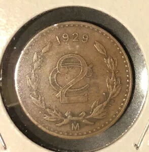 1929 モ メキシコ 2 センタボス「SCARCE」ブロンズ コイン -KM#419-MINTAGE=250,000 のみ|WORLD RESOURCE【KING店】
