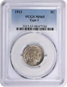 1913 バッファロー ニッケル タイプ 1 MS65 PCGS