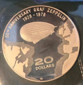1978 ドミニカ $20 ドル グラフ ツェッペリン プルーフ銀貨 COA-Mintage=1000 付き｜WORLD RESOURCE【KING店】
