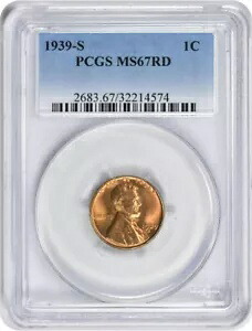 1939-S リンカーン セント MS67RD PCGS