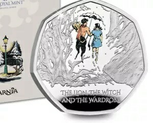 英国 2023 ライオン、魔女、ワードローブ シルバー プルーフ 50p ナルニア国物語画像