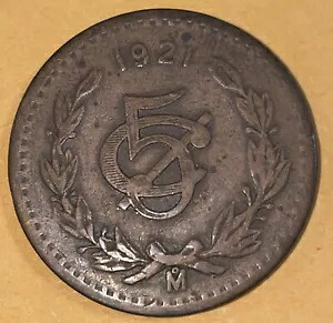 メキシコ 5 センタボス 5? コイン 1921 月 キー日付 ブロンズ メキシコ合衆国 KM # 422