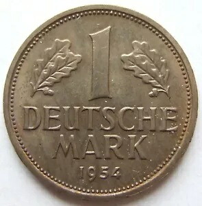 コイン ドイツ連邦共和国 1 ドイツマルク 1954 D 極美品