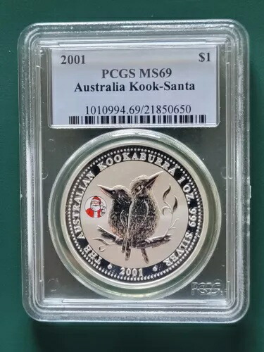 2001 オーストラリア コイン クッカブラ 1 オンス 999 シルバー サンタ プリヴィ PCGS MS69 ポップ\u003d2