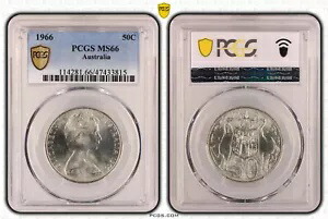 オーストラリア 1966 50 セント PCGS MS66