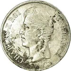 [#485080] コイン、フランス、シャルル 10 世、5 フラン、1830 年、パリ、VF、シルバー、KM:727｜WORLD RESOURCE【KING店】