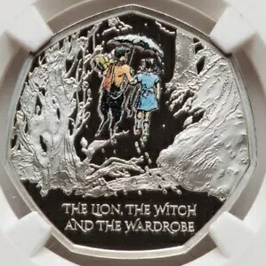 NGC PF70 ナルニア国物語 ライオン 魔女 & ワードローブ 2023、G 英国 シルバー コイン画像